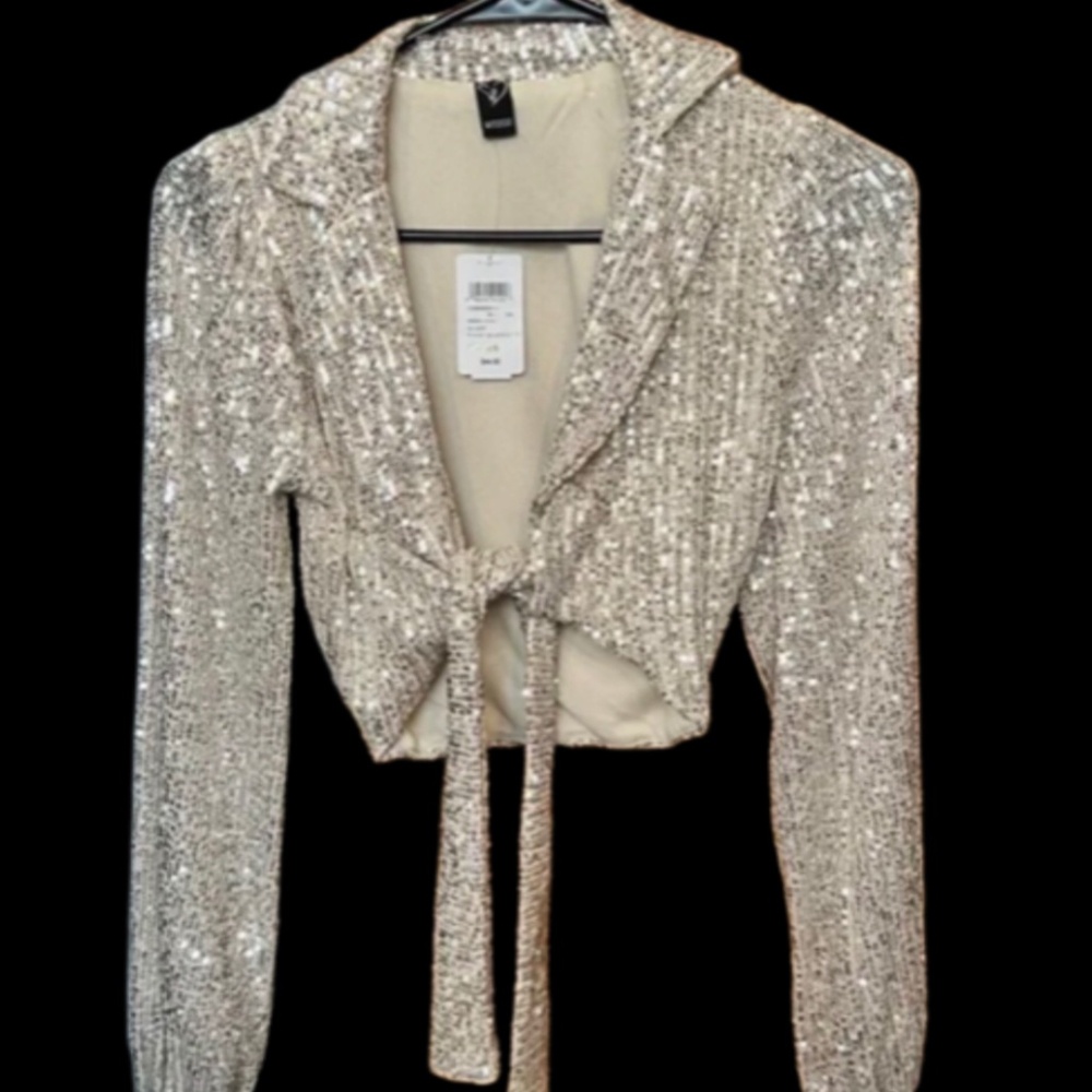 New windsor sequin stretch crop top XS